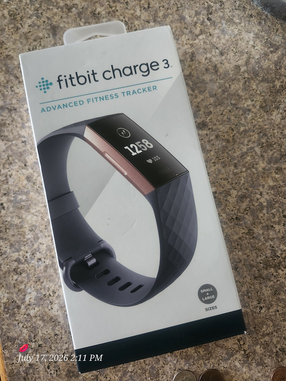 fitbit Charge 3 - Black Band with Rose Gold Case